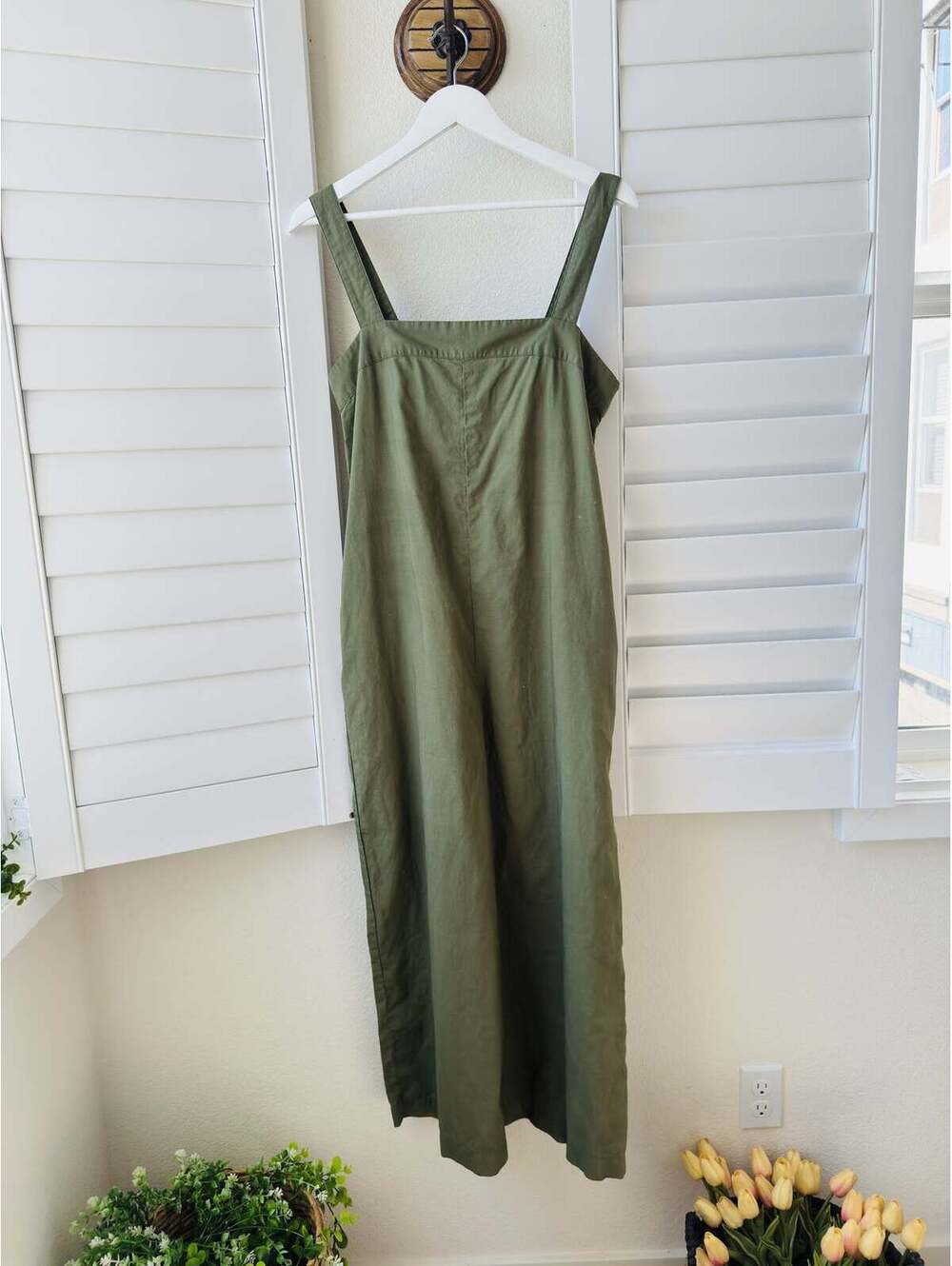 Uniqlo Olive Green Wide Leg Jumpsuit - Size M